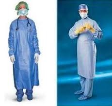 Non Woven Disposable Dressing Gowns Hospital Scrubs With Elastic Cuff