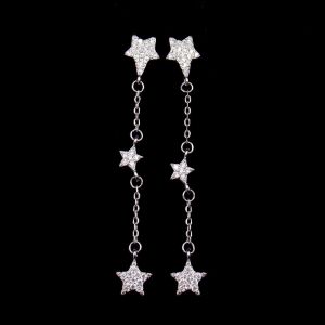 Custom Made Silver Cubic Zirconia Earrings Jewelry With Logo Printed