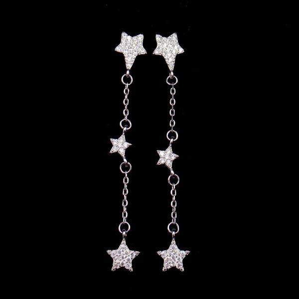 Buy Custom Made Silver Cubic Zirconia Earrings Jewelry With Logo Printed at wholesale prices