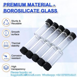 Glass Vials with Screw Caps, Clear Liquid Sample Vial Bottles, Lab/Travel