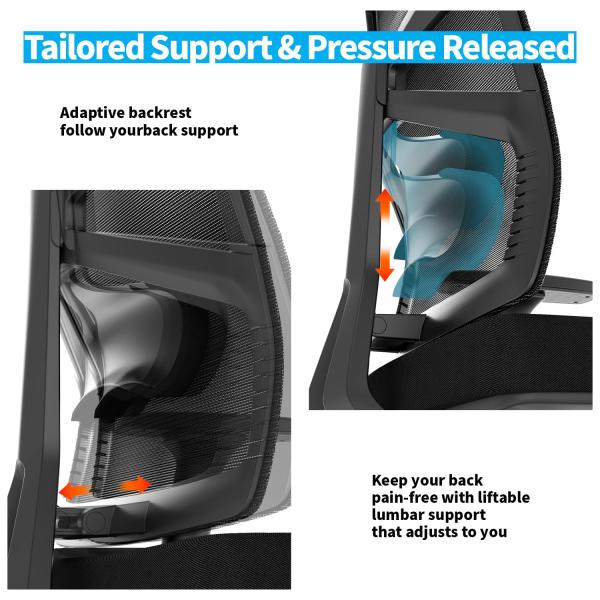 Solid Back High Back Computer Desk Chair with Adaptive Backrest and Y Mail Packing