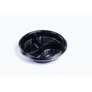 Round Disposable Food Packaging Plastic Sushi Trays with Lid