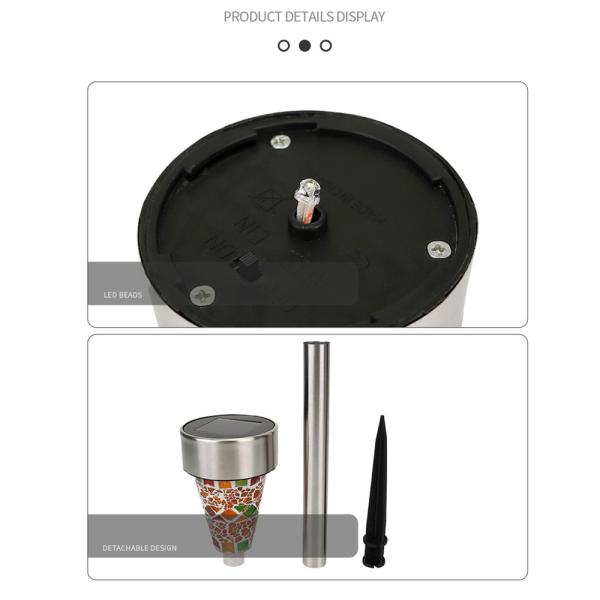 IP44 Solar Powered Mosaic Glass Garden Lights 2W 5000K