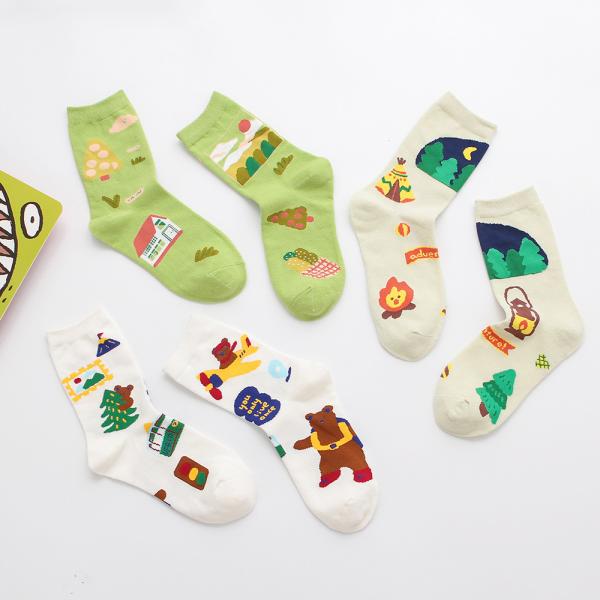 ODM Women'S Cotton Crew Socks Regular Style With Sewing Logo