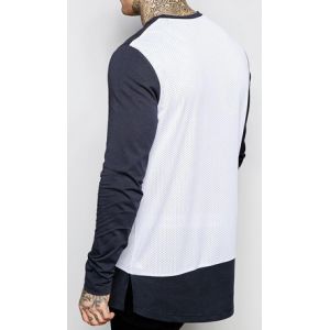 Side Split Boys Oversized V Neck T Shirt , Long Sleeve Mens Curved Hem T Shirt