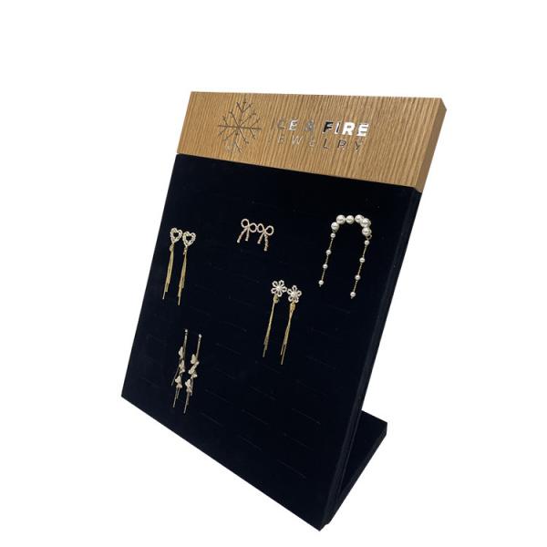 Buy Tabletop Earring Display Wooden Black Velvet Jewelry Display Stand at wholesale prices