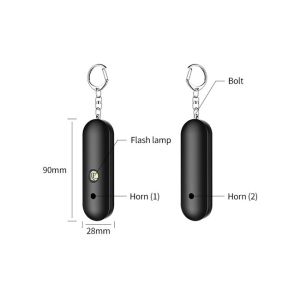 40mins Lighting Personal Alarm Keychain For Woman Siren 130DB