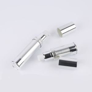 Airless Plastic Silver Aluminum Slimline Lotion Pump Dispenser 10ml - 30ml