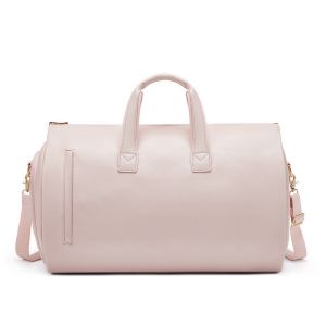 PU Foldable Pink Leather Travel Duffle Bag Carry On Garment Bag OEM/ODM