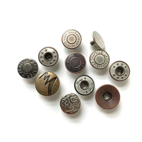 wholesale Custom Logo 17MM 20MM Iron Stainless steel Brass Jeans Button Bottons