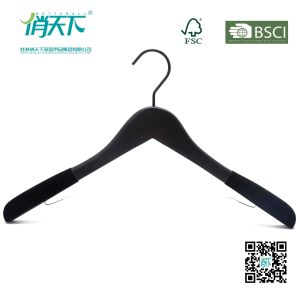 Quality Betterall High Quality Black Velvet Shoulder Wood Coat Hanger for sale
