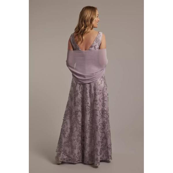 Classic A-line V-neck Two Straps Plus Size Zipper Lavender Haze Lace Mother Of The Bride Dress