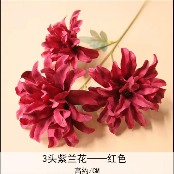 Wedding simulation flower, three head purple orchid, wedding hall flower, home decoration, silk flower, photography, decoration, bouquet