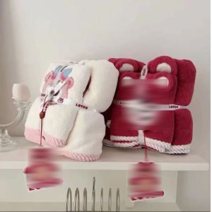 Super Strong Water Absorption Home Baby Bath Towel Set Coral Velvet Set with
