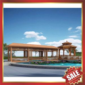 Public garden park corridor gazebo wood style Aluminium aluminum alloy metal