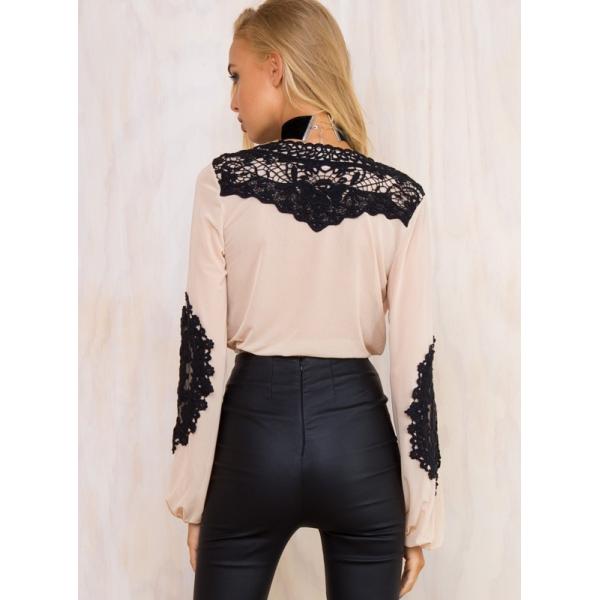 New fashion women tops puffed long sleeve ladies blouse designs