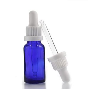 China 20ml Cosmetic Container Blue Essential Oil Glass Dropper Bottle Manufacturers on sale