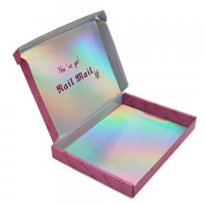 China Custom Logo Printing Corrugated Cardboard Red Small Thin Holographic Mailer Box Packaging Holographic Foil Packing Box on sale
