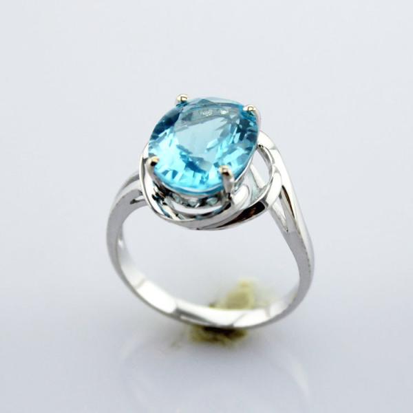 Buy Oval Blue Cubic Zirconia 925 Silver Solitaire Gem Ring(F29) at wholesale prices
