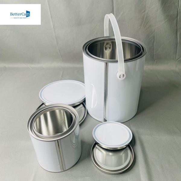 0.28mm Thickness White Round Paint Tin Cans With Triple Tight Cover 1 Liter Square Empty Tin Can