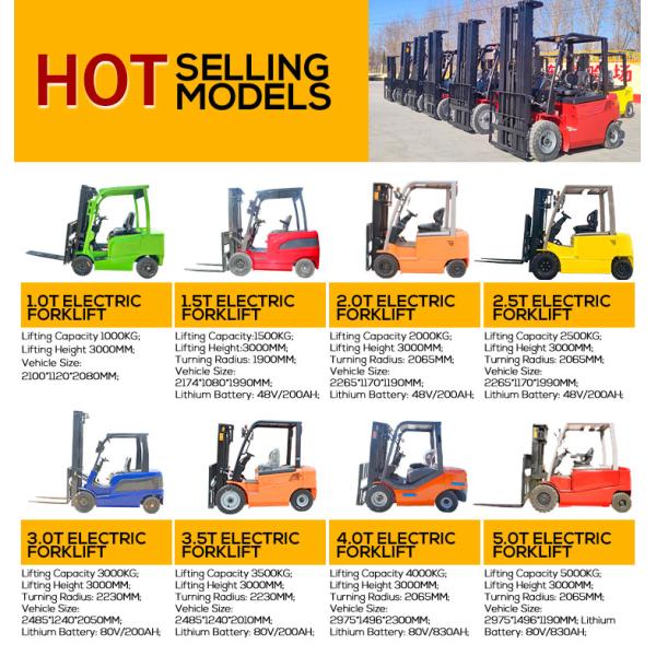 Warehouse Logistics Electric Forklifts 1.5 Ton 3 Ton 5 Ton Lifting 3000mm Forklift