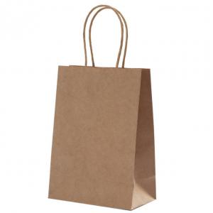 Quality Brown Custom Logo Gift Shopping Kraft Paper Bag With Handle Coffee Delivery Bag for sale