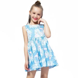 Summer Girls Children'S Casual Dress Sleeveless Flamingo Printed