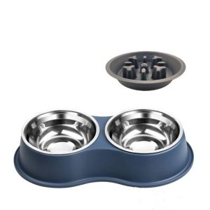 Stainless Steel Pet Slow Food Dog Bowl Detachable Water Bowl