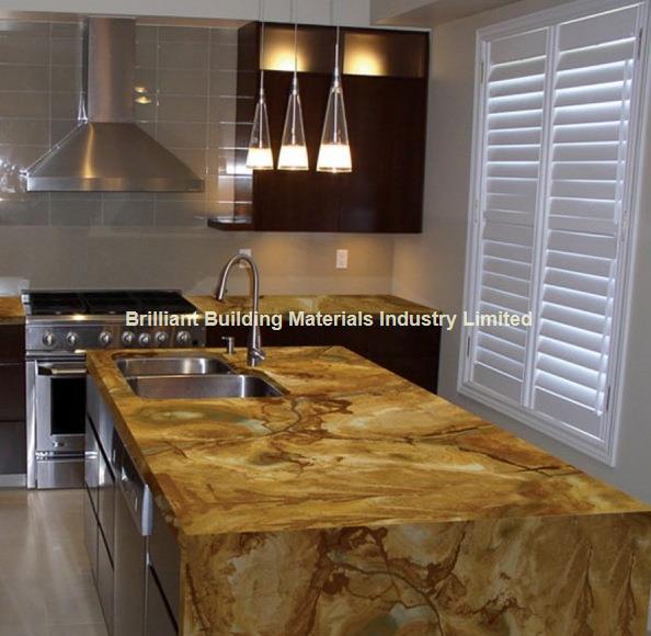 Luxury Palomino Quartzite Kitchen Countertop, Brazil Yellow Quartzite Kitchen