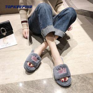 Custom Warm PVC Outsole Furry Ladies Slippers