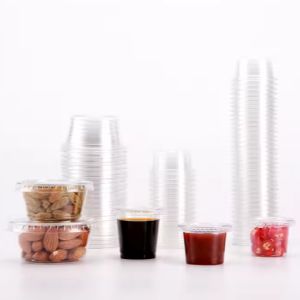 Reusable 5oz PLA Small Plastic Sauce Cups With Lid Biodegradable