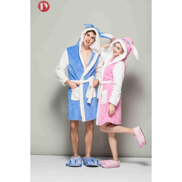 Warm Coral Fleece Soft Bathrobe Nightgown Hoodie Animal Robes Sleepwear For Couple
