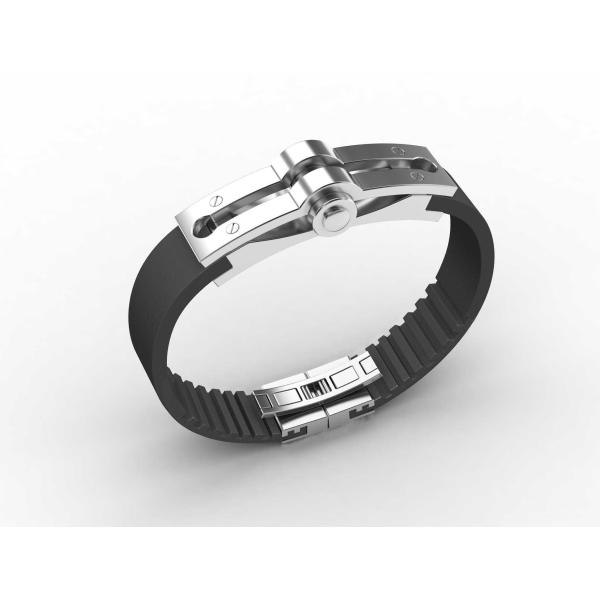 Top Quality Europe Fashion Stainless Steel Genuine Leather Silicone Bangle