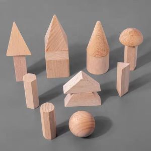 Wood Geometric Solids, Kids Wooden Shapes, Montessori Toys