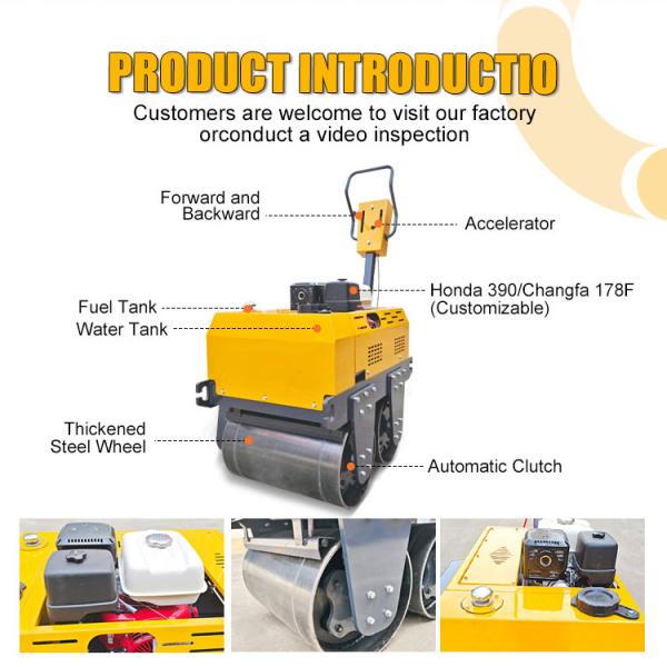 New Small Vibratory Road Roller Gasoline Engine Mini Asphalt Double Drum Road Roller for Sale