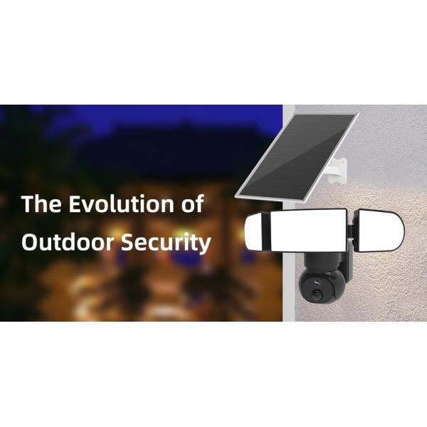 2K Solar Yard Flood Light Camera Pan Tilt 0.00001LUX Color Night Vision