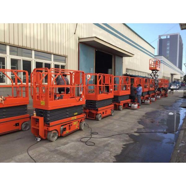 Buy Safety Load 320KG Hydraulic Scissor Lift With Working Height 13.8m Orange Color at wholesale prices