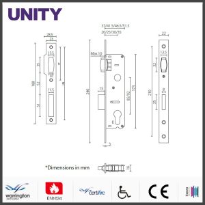 Certifire Stainless Steel Mortice Door Lock for Fire Door 4 hour EN1634 Fire