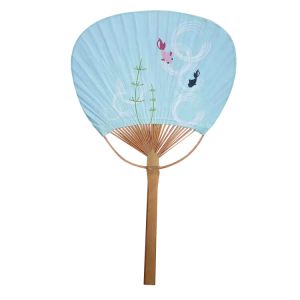 Oriental handmade natural bamboo material white paper fan customized wedding
