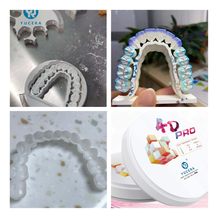 YUCERA Dental Implant Materials Cad Cam Material 8 Layers Color Gradient 4D Multilayer Zirconia Block Disc for Dental Lab