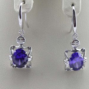 Fine Jewelry Rose Gold Plated Oval Pink Cubic Zirconia Dangle Earrings (PSJ06035