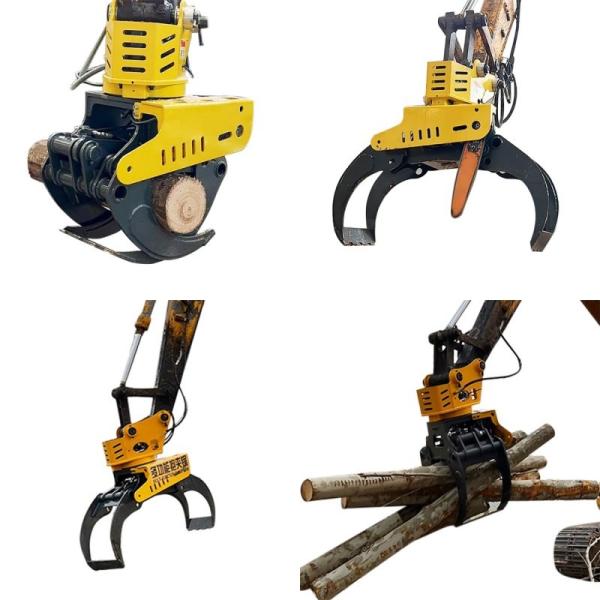 10 Ton Excavator Accessory Hydraulic Wood Cutter Machines With Tilting Grapple