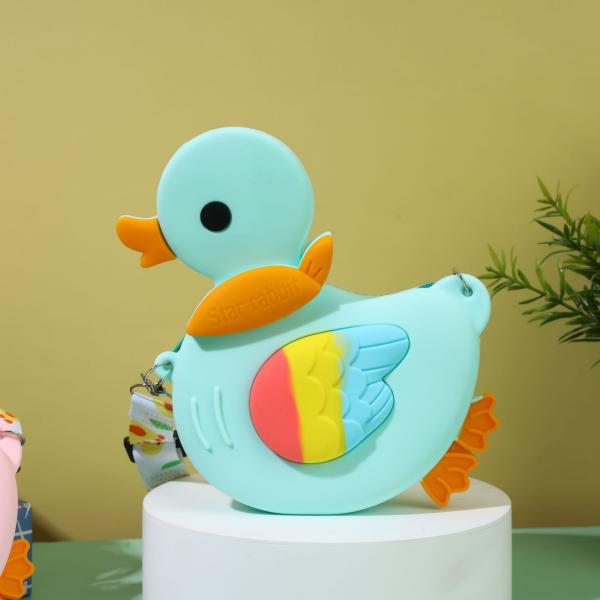 Cartoon Small Crossbody Bag For Teen Girls Silicone Bunny Duck Purse Handbag Kids Waterproof Shoulder Bag Makeup Bag