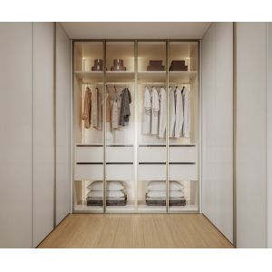 Modern Elegance Stainless Steel Wardrobe With Gold Accents Wear Resistant