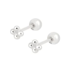 6mm Silver Tiny Beaded Ball Barbell Stud Earrings With Screw Backs Jewelry