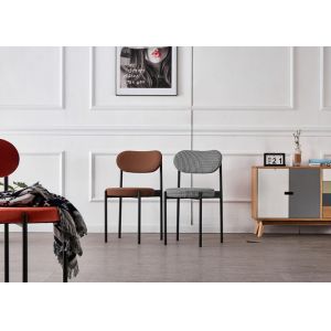 Popular Room Furniture Flannel 79CM Modern Black Metal Dining Chairs