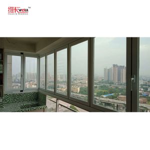 Tempered Glass Bifold Sliding Glass Doors Window Aluminum Alloy