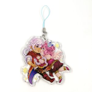 Custom design promotional acrylic plastic epoxy glitter charm clear anime