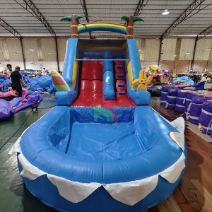 Commercial Grade PVC Inflatable Water Slide Combo With Pool