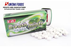 China Spearmint Sugar Free Breath Mints Oval Shape With Tin Box Package on sale